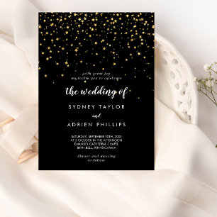 Gold Confetti   Schwarz: Einladung