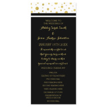 Gold Confetti Schwarz-weiß Wedding Program