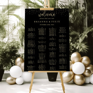 Gold Confetti Script Alphabetische Seekarte Poster