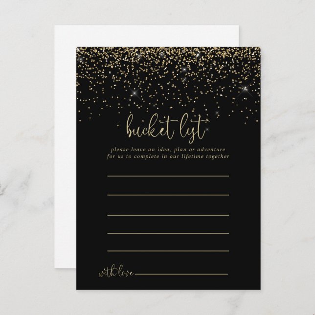 Gold Confetti Script Bucket List Cards Postkarte (Vorne/Hinten)
