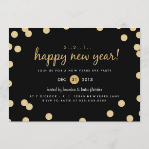 Gold Confetti Silvester Party Einladung