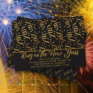 Gold Confetti Silvester Party Einladung
