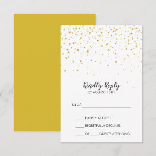 Gold Confetti Simple Mariage carte RSVP