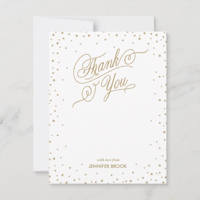 Gold Confetti Stars Carte de remerciements (Devant)