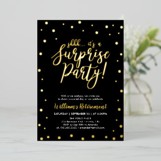 Gold Confetti Surprise Retirement Party Folieneinladung