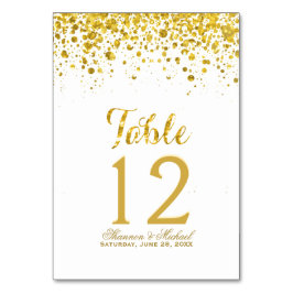 Gold Confetti | Tischkarte Tischnummer