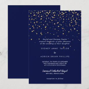 Gold Confetti   Traditionelle Hochzeit der Marine Einladung