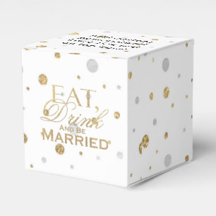 Gold Confetti trinken und Verheiratet sein Geschenkschachtel