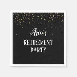 Gold Confetti über das Black Retirement Party Napk Serviette