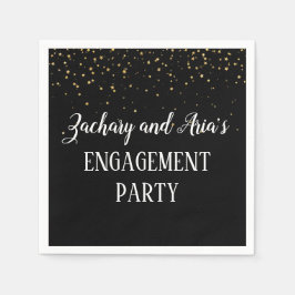 Gold Confetti über die Black Engagement Party Napk Serviette