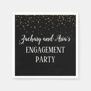 Gold Confetti über die Black Engagement Party Napk Serviette