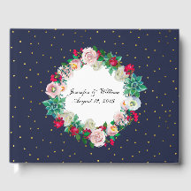 Gold Confetti und Blume Wedding Gästebuch