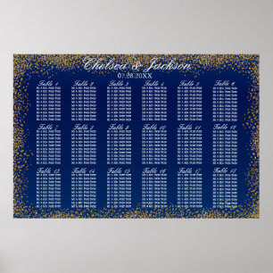 Gold Confetti und Navy Blue -18 Seating Chart Poster