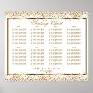 Gold Confetti und Weiß - 10 Seating Chart Poster