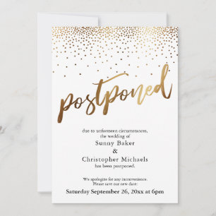 Gold Confetti Verspätete Hochzeitskarte Einladung