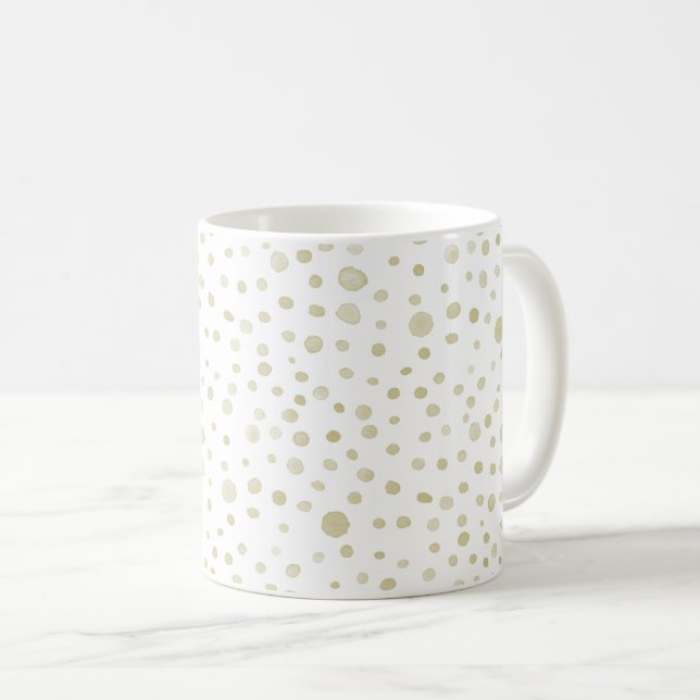Gold Confetti Wasserfarbe Dots Klassische Tasse (VorderseiteRechts)