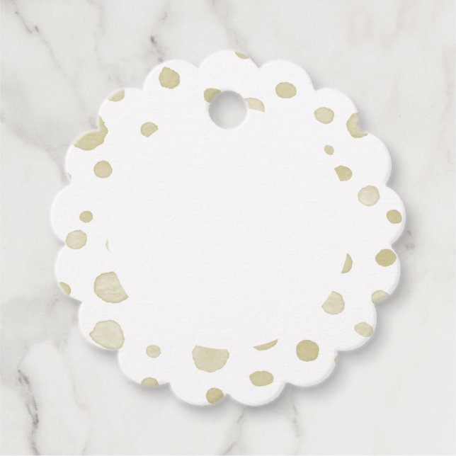 Gold Confetti Wasserfarbe Punkte Liebesmarken Geschenkanhänger (Vorderseite)
