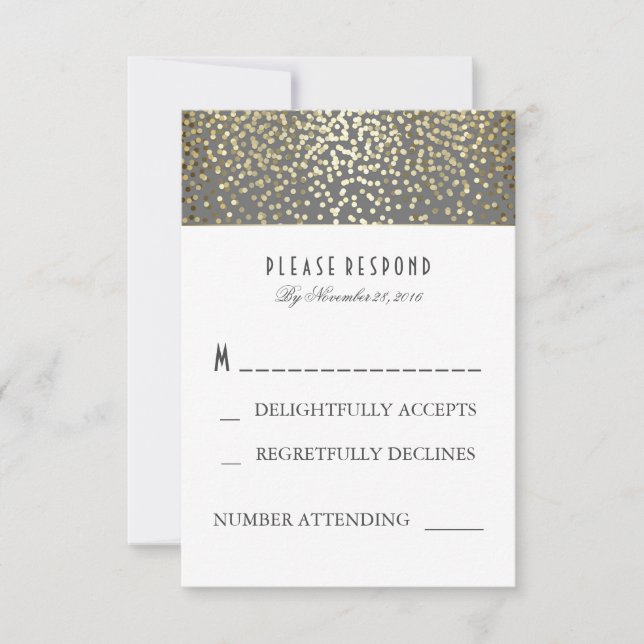 Gold Confetti Wedding Cartes RSVP (Devant)