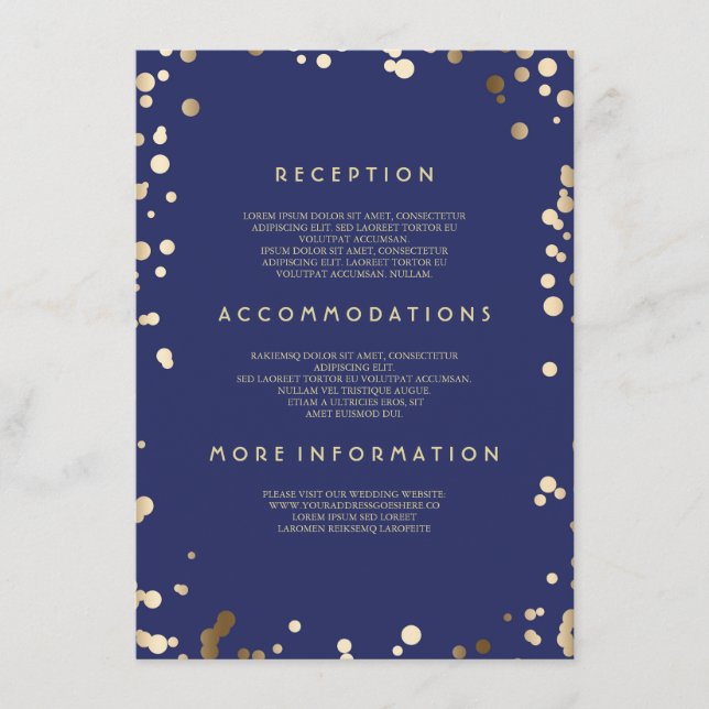 Gold Confetti Wedding Details - Informationen Begleitkarte (Vorderseite)