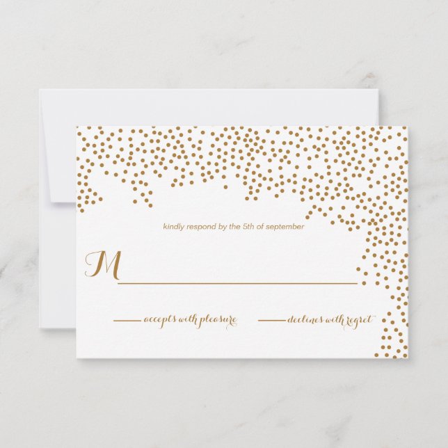 Gold Confetti Wedding Einladung RSVP Card (Vorderseite)