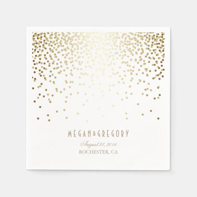 Gold Confetti White Wedding Serviette (Vorderseite)