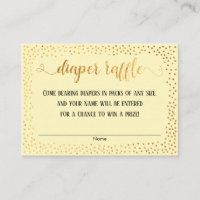 Gold Confetti & Yellow Script Diaper Raffingkarten