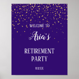 Gold Confetti zum Party Lila Pensionierung willkom Poster