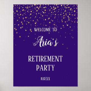 Gold Confetti zum Party Lila Pensionierung willkom Poster