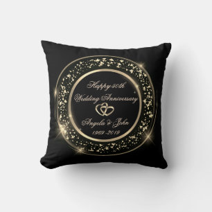 Gold Conffeti, Herz 50. Hochzeitstag Kissen