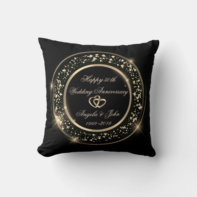 Gold Conffeti, Herz 50. Hochzeitstag Kissen (Vorderseite)