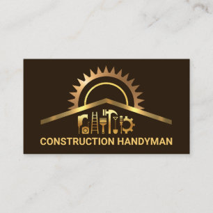 Gold Construction Handyman Tools Renovierung Visitenkarte