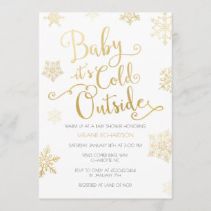Gold & Coral Baby es ist kalt Außendusche einladen Einladung