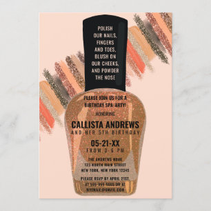 Gold Coral Glitzer Nail Polnischer Wellness-Center Einladung
