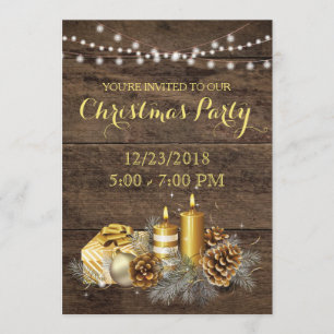Gold Country Rustikale Weihnachtszeit-Party Einlad Einladung