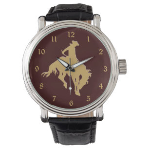 Gold Cowboy Bucking Horse Armbanduhr