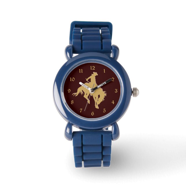 Gold Cowboy Bucking Horse Armbanduhr (Vorderseite)