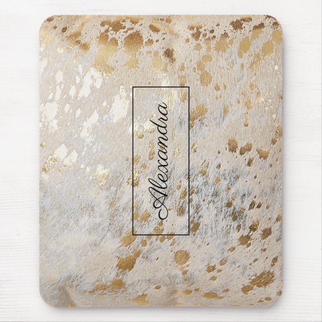 Gold Cowhide Personalisiert Print Metallic Mouse P Mousepad (Vorne)