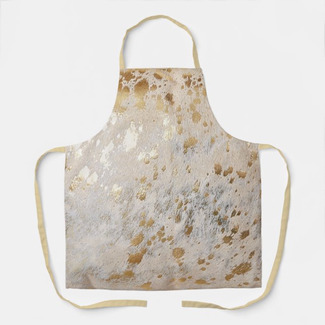 Gold Cowhide Print Metallic Cowgirl Western Schürze (Vorderseite)