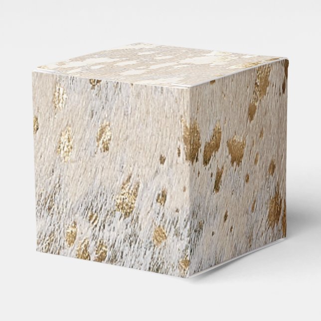 Gold Cowhide Print Metallic Geschenkschachtel (Vorderseite)