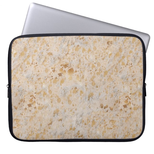 Gold Cowhide Print Metallic Laptop Sleeve (Vorderseite)