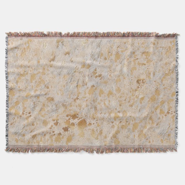 Gold Cowhide Print Metallic Minimaler Western Decke (Vorderseite)