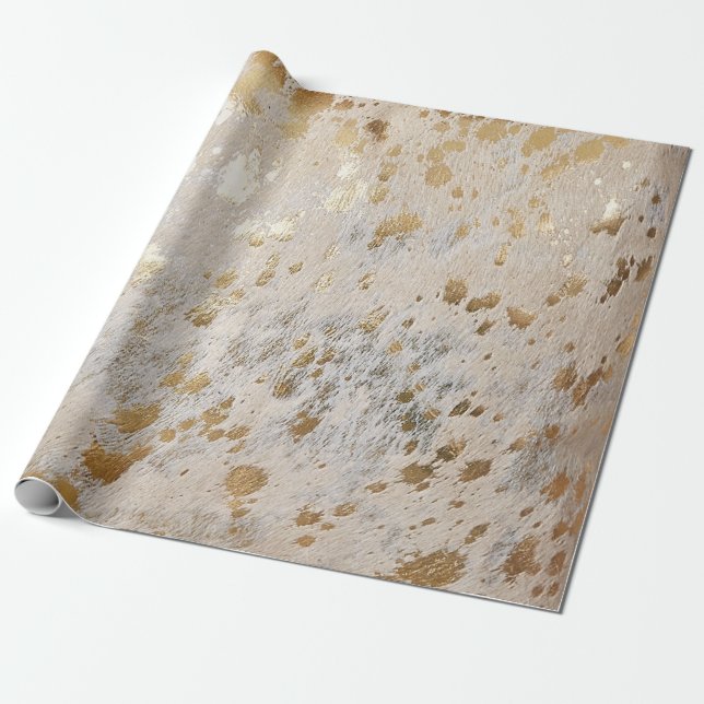 Gold Cowhide Print Metallic Packpapier (Ungerollt)