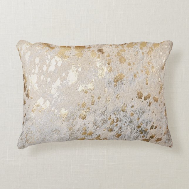 Gold Cowhide Print Metallic Tischset Magnetic Fram Dekokissen (Vorderseite)