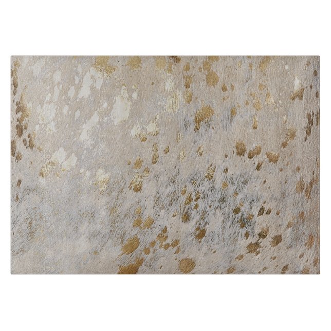 Gold Cowhide Print Metallic Tischset Schneidebrett (Vorderseite)