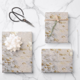 Gold Cowhide Print Metallic Western Weihnachten Geschenkpapier Set