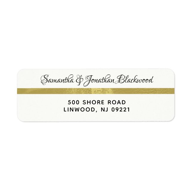 Gold & Cream Address Label-Kalligrafie (Vorne)