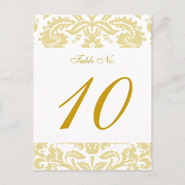 Gold Cream Damask Hochzeitskarte Postkarte (Vorderseite)