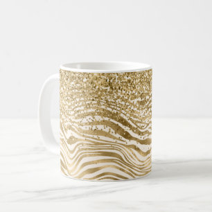 Gold Cream Glitzy Glitzer Zebra Print Kaffeetasse