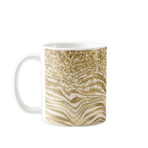 Gold Cream Glitzy Glitzer Zebra Print    