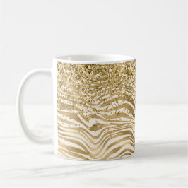 Gold Cream Glitzy Glitzer Zebra Print     Kaffeetasse